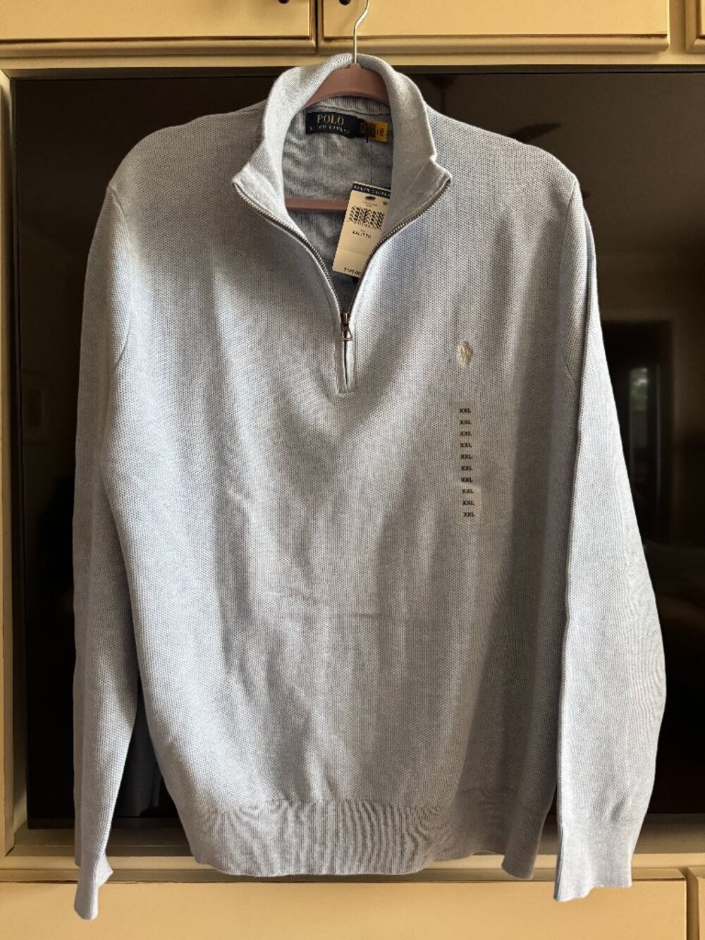 Ralph Lauren Mesh-knit quarter zip sweater